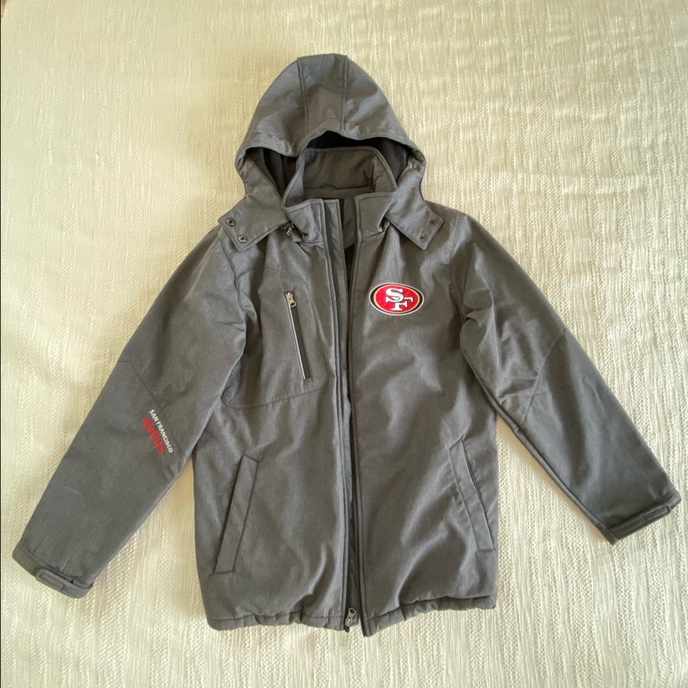 NFL 49ers Gray Hooded Water Resistant Zip Up Jacket